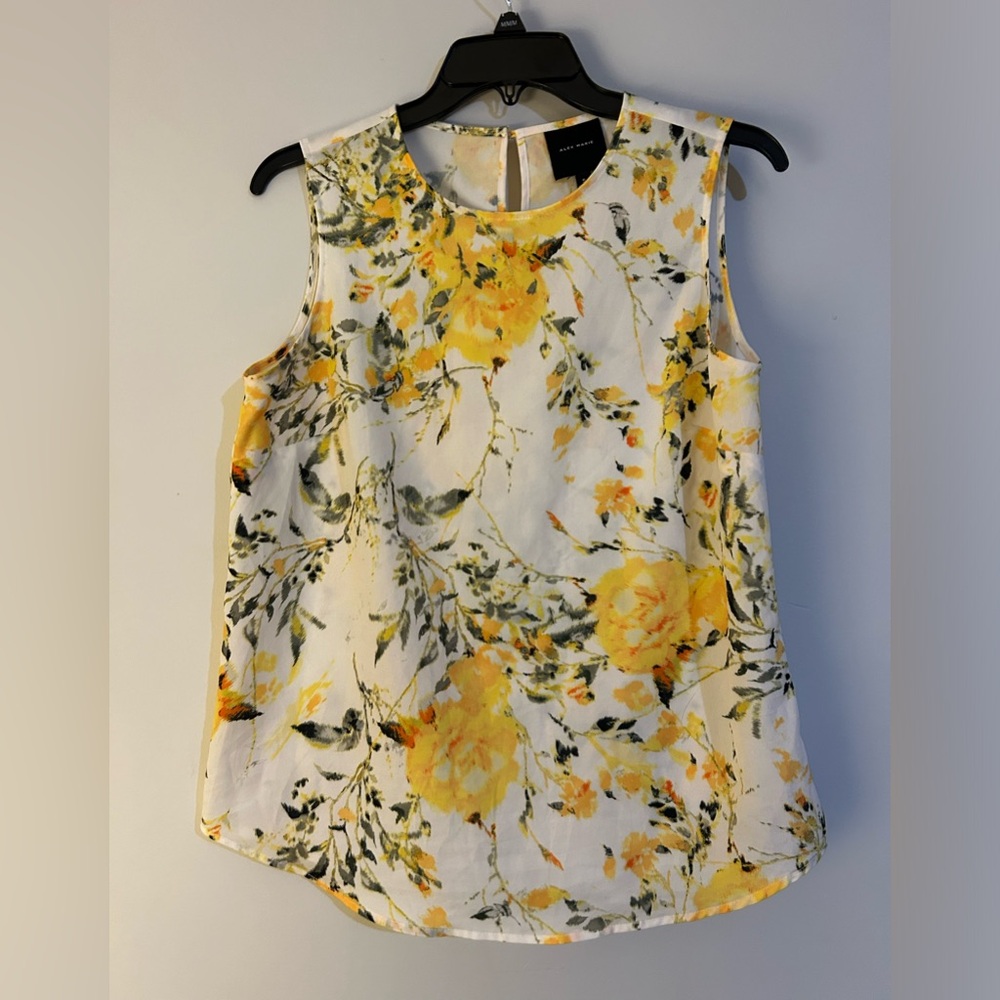 Alex Marie Yellow Floral top Size S Small